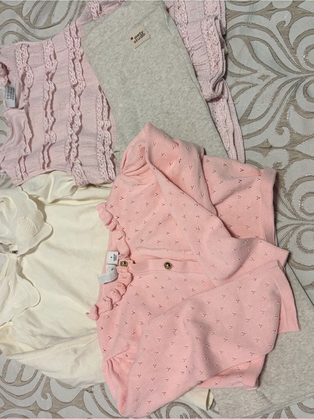 Zara Girls Pink and Cream Matching Underwear Set